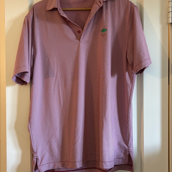 Peter Millar Summer Comfort Red and White Stripe Polo Golf - Picture 1 of 8